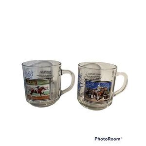 Great Moments at Santa Anita Race Coffee Cups set of 2 Clear with Decal